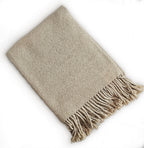 Kulsi Collection - Handloomed Undyed Baby Alpaca & Peruvian Pima Cotton Light Tan Throw Blanket From Peru