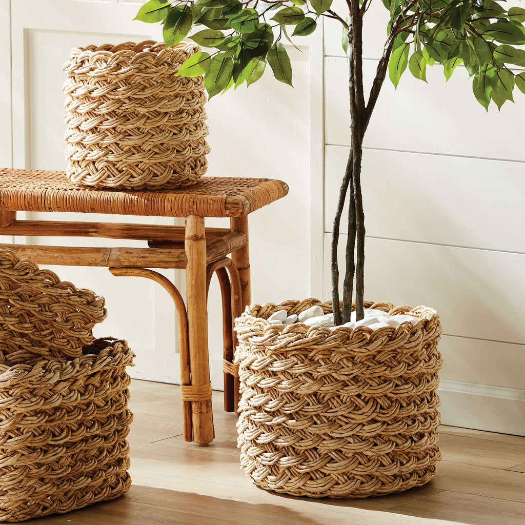 French Braided Abaca Storage Baskets (Set of 2)