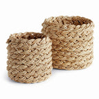 French Braided Abaca Storage Baskets (Set of 2)