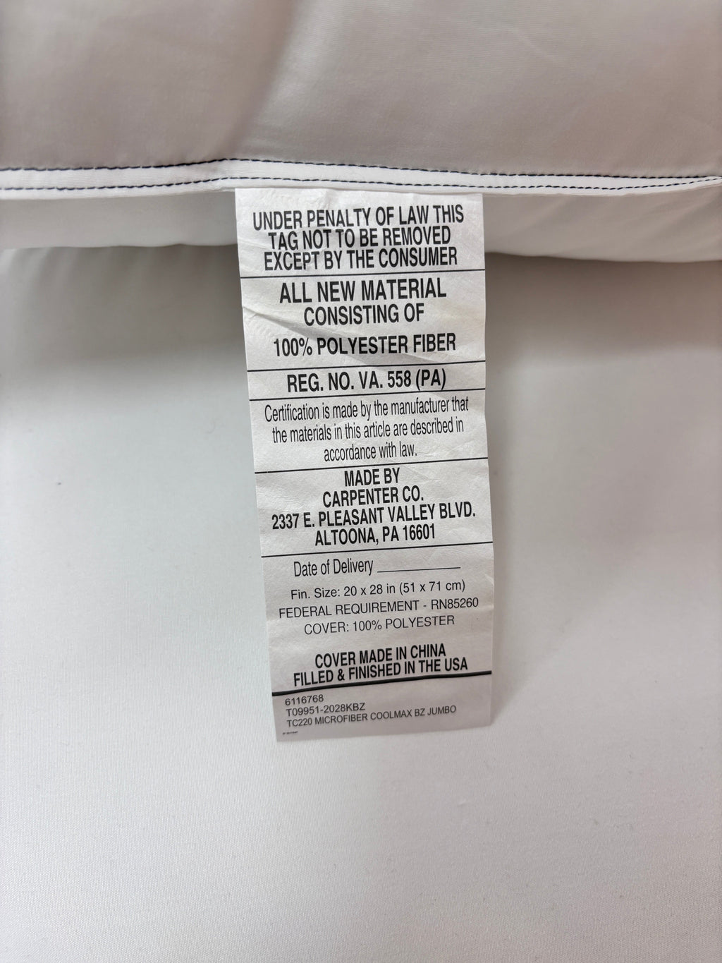 Comfort Tech Down Alternative Plush Bed Pillow