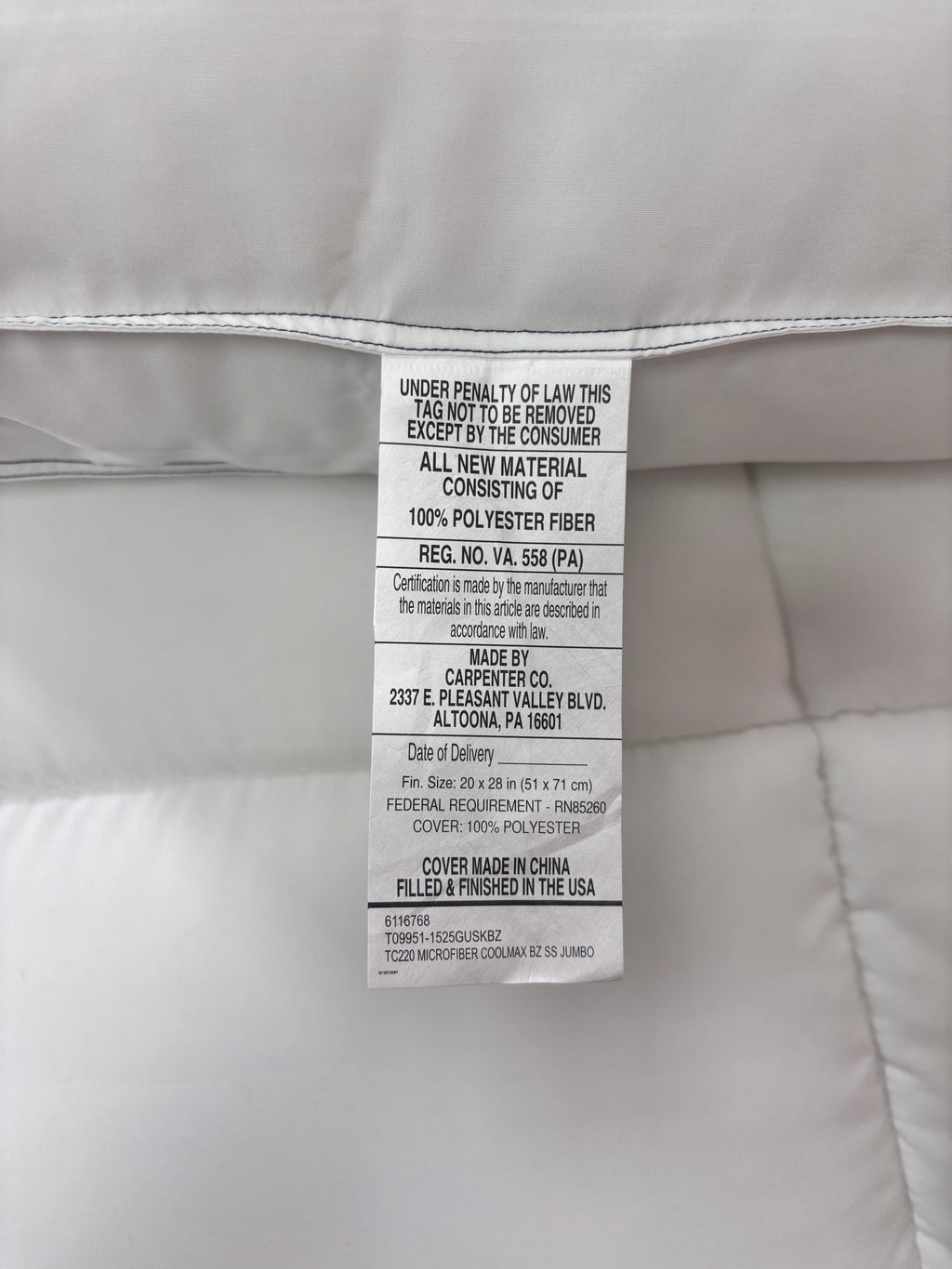 Comfort Tech Down Alternative Plush Side Sleeper Pillow