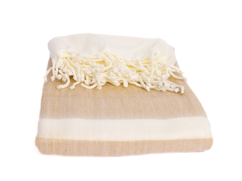 Kallpa Collection - Handwoven Natural Tobacco & Wheat Alpaca Throw Blanket from Ecuador