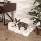 PupRug by Paw.com® Faux Fur Orthopedic Dog Bed - Curve White with Brown Accents