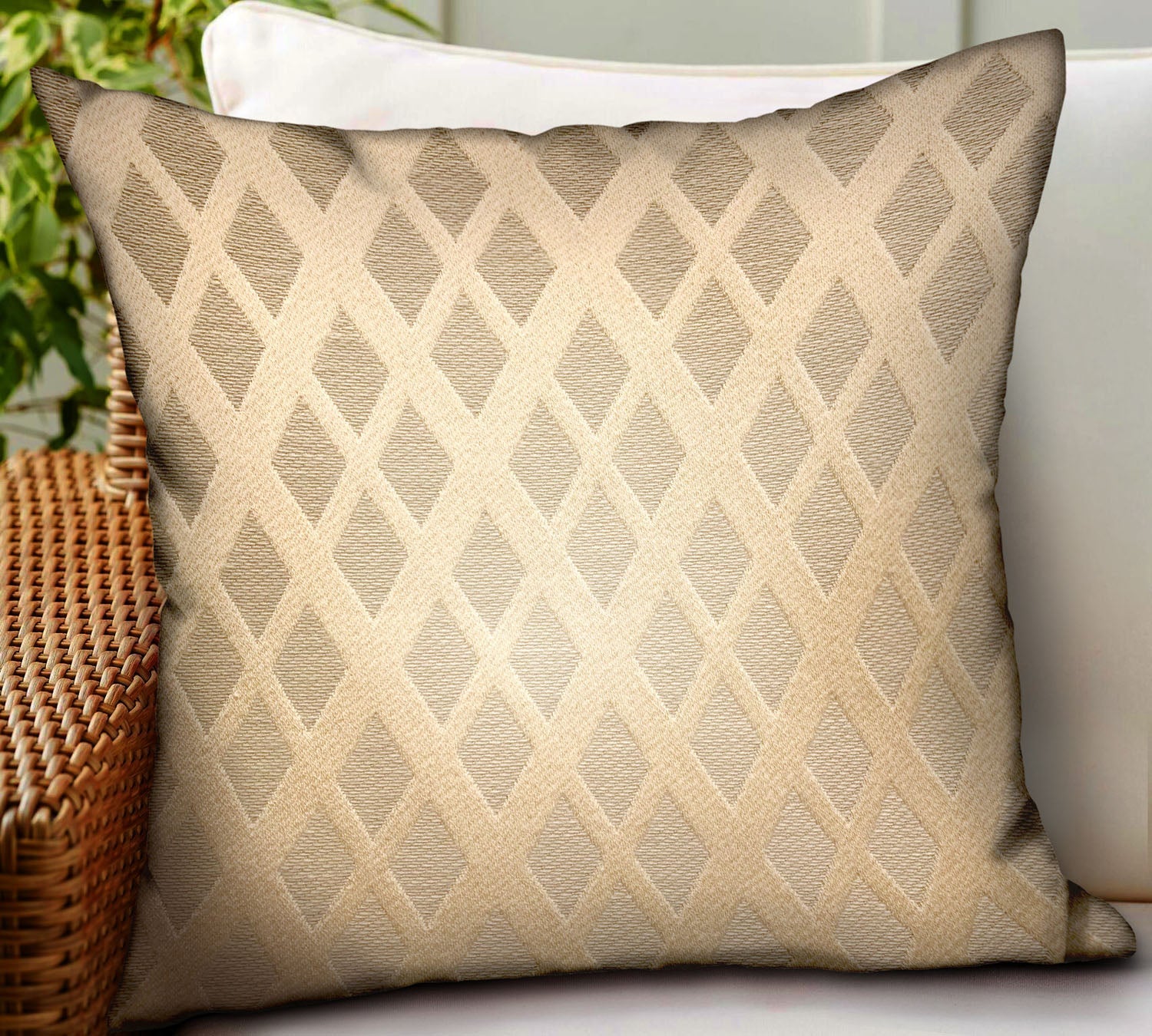Diamond Cascade Brown Geometric Luxury Outdoor/Indoor Throw Pillow