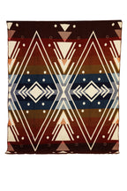 Yachana Collection - Handwoven Reversible Chevron Red Blue Peach & Brown Alpaca Throw Blanket From Ecuador
