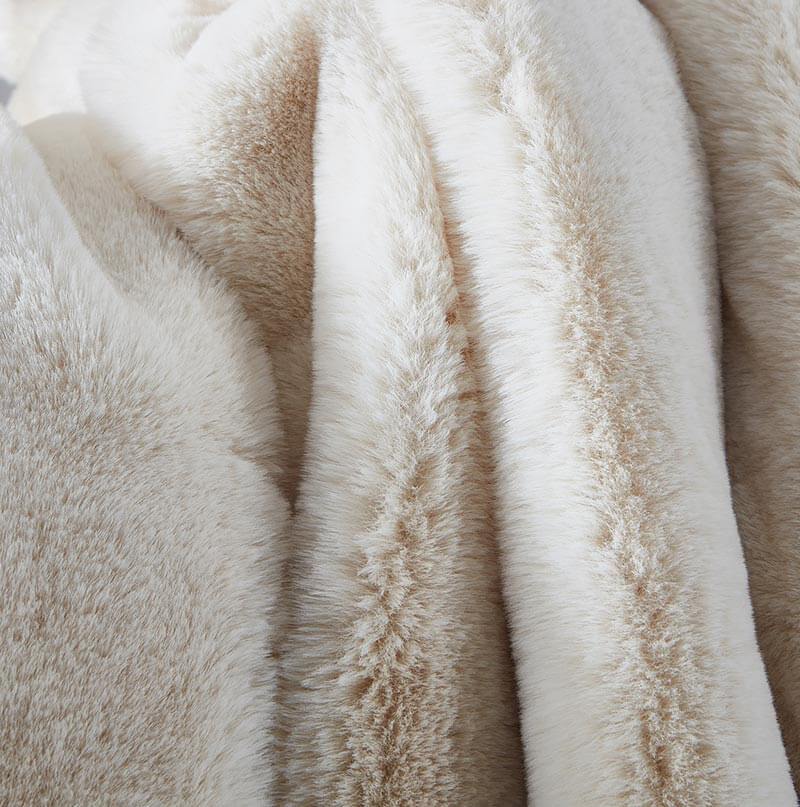 Luxury Beige Chinchilla Faux Fur Throw Blanket