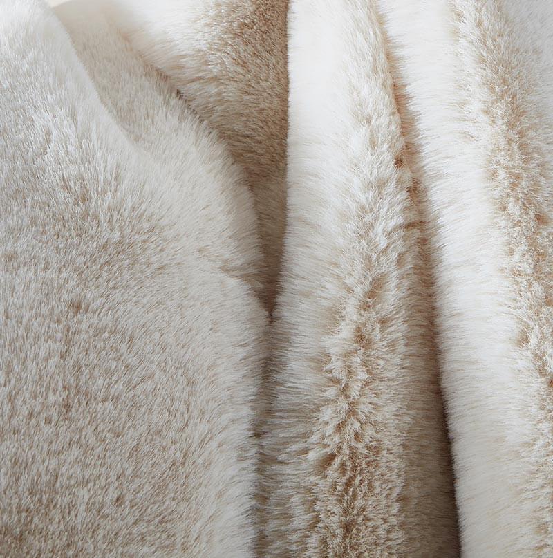 Luxury Beige Chinchilla Faux Fur Throw Blanket