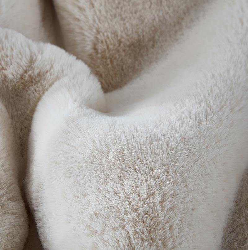 Luxury Beige Chinchilla Faux Fur Throw Blanket