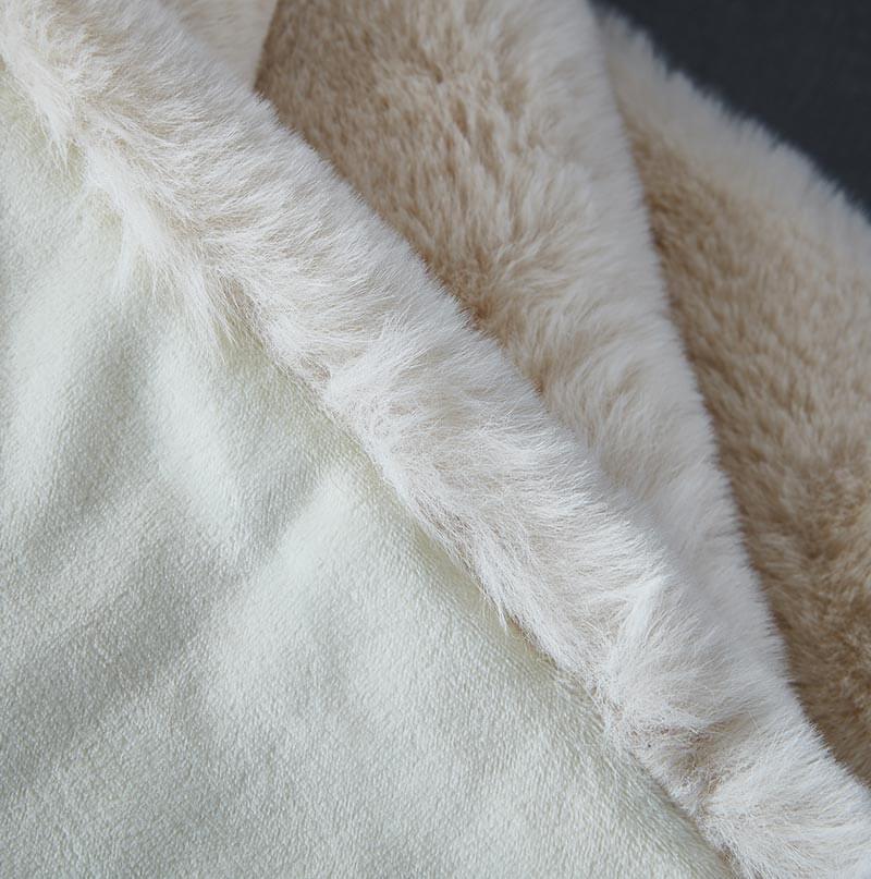 Luxury Beige Chinchilla Faux Fur Throw Blanket