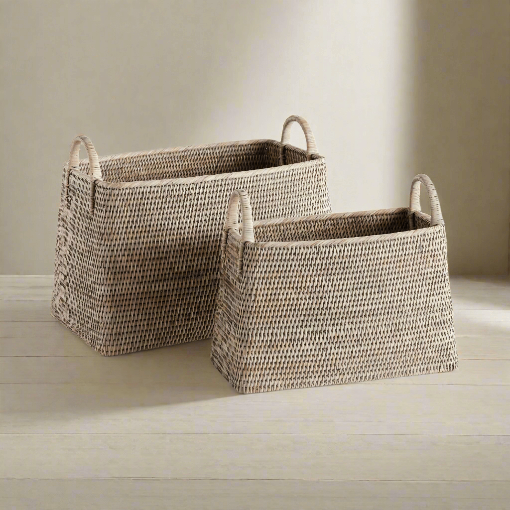 Rattan Magazine Storage Baskets (Set of 2)