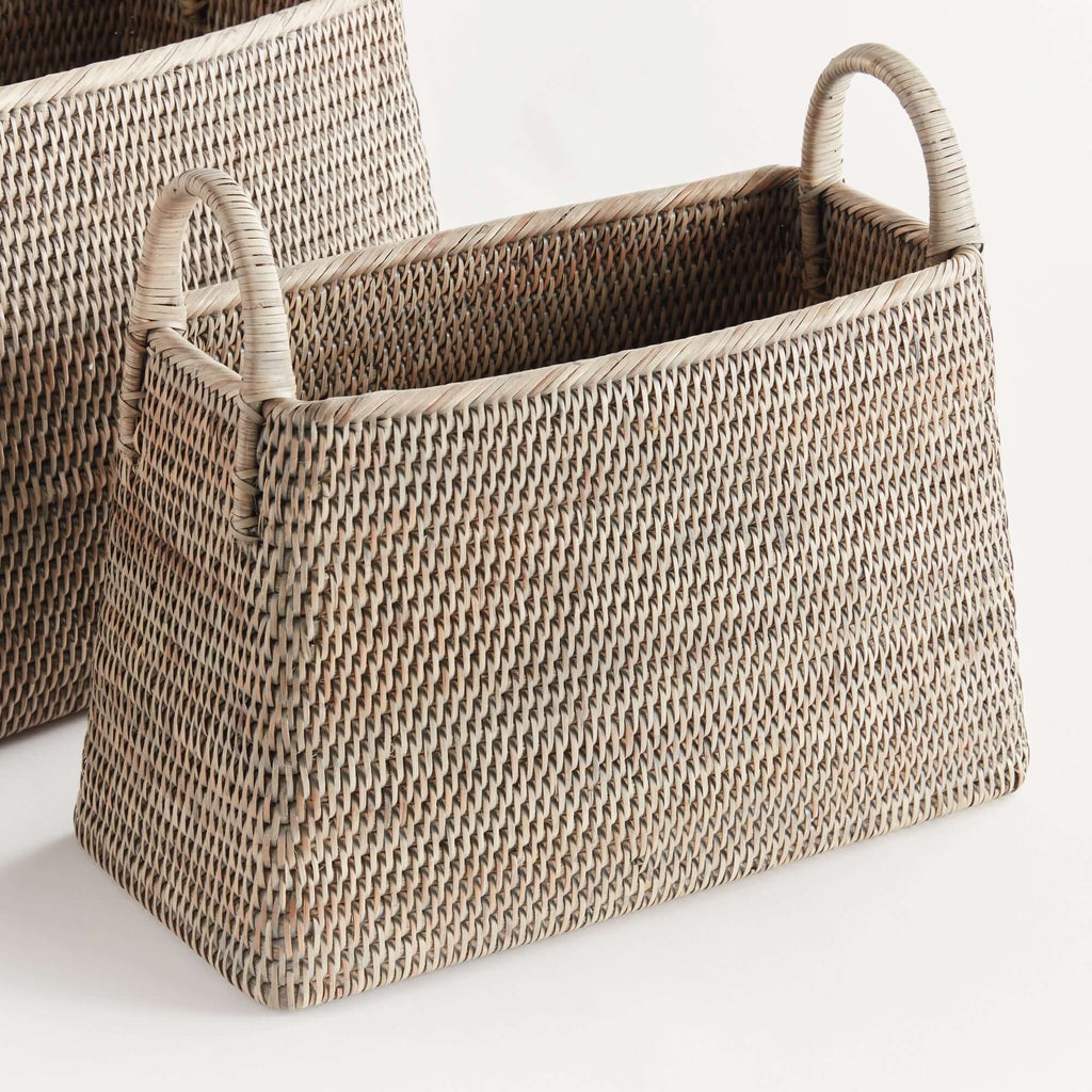 Rattan Magazine Storage Baskets (Set of 2)