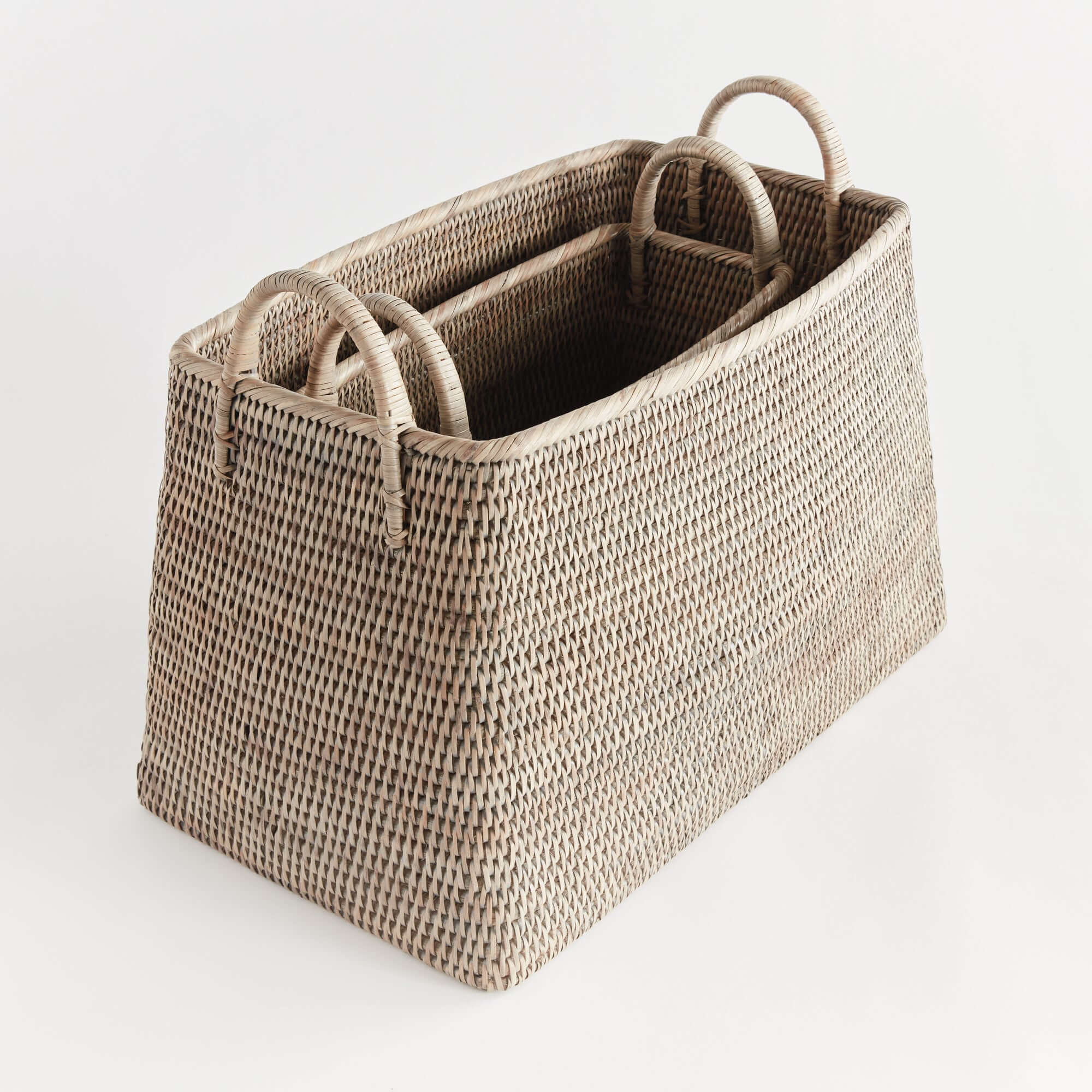 Rattan Magazine Storage Baskets (Set of 2)