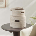 Round Rattan Storage Baskets with Lids (Set of 2)