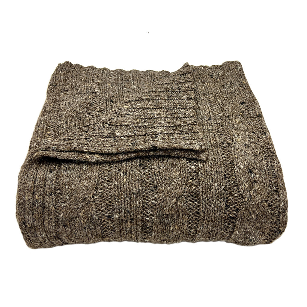 Mocha Cable Knit Alpaca Throw