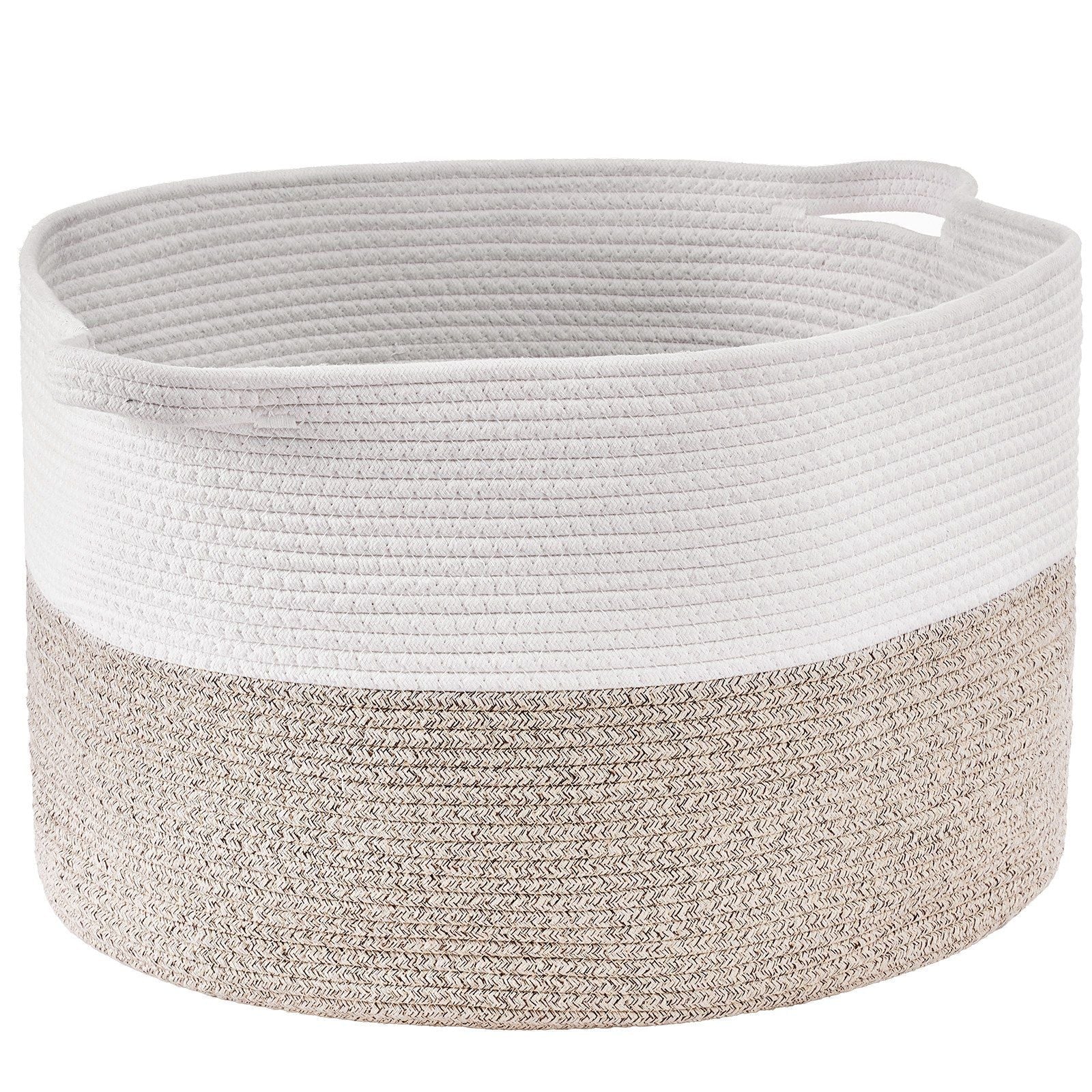 Cotton Rope Storage Basket 67L Woven Blanket Basket 20 x 20 x 13 in